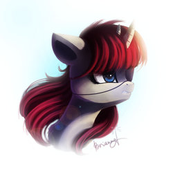 Size: 1600x1600 | Tagged: safe, artist:likelike1, oc, oc only, pony, unicorn, bust, eyepatch, female, horn, mare, multiple horns, portrait, simple background, solo, white background