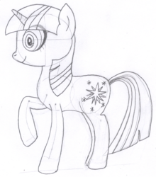 Size: 822x936 | Tagged: safe, artist:aafh, twilight sparkle, pony, g4, female, monochrome, simple background, solo, traditional art, white background