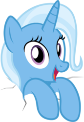 Size: 772x1121 | Tagged: safe, artist:badumsquish, derpibooru exclusive, trixie, pony, unicorn, g4, crack, cute, diatrixes, female, fourth wall, happy, illusion, leaning, looking at you, mare, open mouth, peekaboo, peeking, simple background, smiling, solo, transparent, transparent background, wide eyes