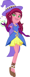 Size: 2409x6105 | Tagged: safe, artist:imperfectxiii, gloriosa daisy, equestria girls, g4, my little pony equestria girls: legend of everfree, clothes, dress, female, floating, gloves, hat, high res, magic, magical geodes, point commission, simple background, smirk, solo, sorceress, strapless, transparent background, vector