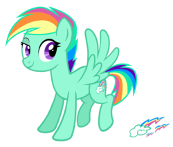Size: 1440x1224 | Tagged: safe, artist:thecheeseburger, rainbow dash, oc, oc only, oc:spectrum rush, pegasus, pony, alternate universe, female, mare, simple background, solo, transparent background