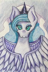 Size: 1024x1531 | Tagged: safe, artist:sachanart, princess luna, pony, g4, colored pencil drawing, female, princess of the night, solo, traditional art