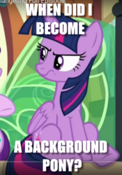 Size: 512x732 | Tagged: safe, edit, edited screencap, screencap, starlight glimmer, twilight sparkle, alicorn, pony, g4, the times they are a changeling, annoyed, background pony, background pony strikes again, cropped, discussion in the comments, hilarious in hindsight, image macro, meme, twilight sparkle (alicorn)