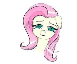 Size: 6000x5000 | Tagged: safe, artist:vulthuryol00, fluttershy, pony, g4, absurd resolution, bust, crying, cute, female, floppy ears, head tilt, lidded eyes, looking at you, portrait, simple background, smiling, solo, tears of joy, teary eyes, white background