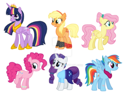 Size: 1024x776 | Tagged: safe, artist:detoxx-retoxx, applejack, fluttershy, pinkie pie, rainbow dash, rarity, twilight sparkle, alicorn, pony, g4, alternate hairstyle, future, mane six, older, scar, simple background, transparent background, twilight sparkle (alicorn), watermark