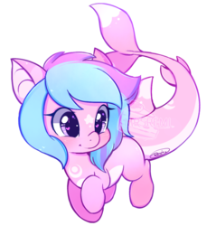 Size: 1100x1150 | Tagged: safe, artist:mrsremi, oc, oc only, oc:seatune serenade, dolphin pony, original species, blushing, cute, heart eyes, simple background, smiling, solo, transparent background, wingding eyes