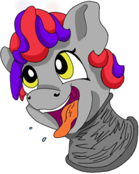 Size: 855x1073 | Tagged: safe, artist:andandampersand, artist:toyminator900, oc, oc only, oc:dee valerie, earth pony, pony, collaboration, neck gaiter, open mouth, silly, simple background, solo, tongue out, transparent background, uvula