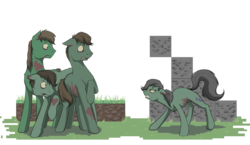Size: 2400x1391 | Tagged: dead source, safe, artist:28gooddays, oc, oc only, pony, undead, zombie, zombie pony, angry, minecraft, minecraft block, ponified, territorial