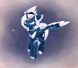 Size: 1843x1598 | Tagged: safe, artist:magnaluna, princess luna, alicorn, pony, g4, alternate design, alternate hairstyle, alternate universe, colored pupils, crown, curved horn, cute, eyeshadow, female, flying, gradient background, horn, jewelry, lunabetes, makeup, mare, regalia, simple background, smiling, solo, spread wings, stars, white-haired luna