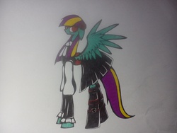 Size: 2592x1944 | Tagged: safe, artist:ignislamina, oc, oc only, oc:fire blade, pony, boots, clothes, dress, solo, traditional art
