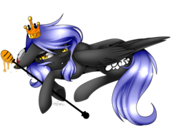 Size: 1434x1132 | Tagged: safe, artist:ohhoneybee, oc, oc only, oc:cloudy night, pegasus, pony, crown, female, jewelry, mare, regalia, solo