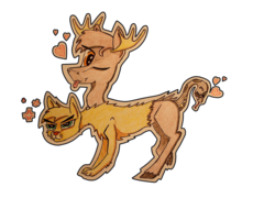 Size: 4160x3168 | Tagged: safe, artist:bumskuchen, oc, oc only, chimera, cougar (animal), moose, snake, high res, multiple heads, request, simple background, solo, three heads, traditional art, transparent background