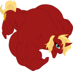 Size: 1024x1003 | Tagged: safe, artist:angel-wing101, oc, oc only, oc:gutsyboom, pony, unicorn, female, fetish, mare, muscle fetish, muscles, overdeveloped muscles, overhead view, simple background, solo, transparent background