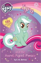 Size: 325x499 | Tagged: safe, lyra heartstrings, pony, unicorn, g4, my little pony chapter books, my little pony: lyra and bon bon and the mares from s.m.i.l.e., official, book, book cover, cover, female, g.m. berrow, horn, lyra and the secret agent ponies, merchandise, my little pony logo, s.m.i.l.e., solo, stock vector, united kingdom