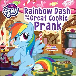 Size: 500x500 | Tagged: safe, rainbow dash, pony, 28 pranks later, g4, official, book, female, merchandise, my little pony logo, rainbow dash and the great cookie prank, solo