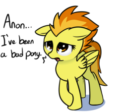 Size: 1280x1158 | Tagged: safe, artist:neuro, spitfire, pegasus, pony, g4, bad pony, cute, female, floppy ears, implied anon, sad, simple background, solo, transparent background