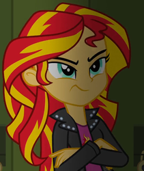 Size: 616x729 | Tagged: safe, screencap, sunset shimmer, equestria girls, g4, angry, clothes, cropped, female, solo, sunset shimmer is not amused