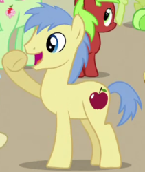 Size: 300x356 | Tagged: safe, screencap, apple brown betty, florina tart, granny smith, red delicious, red june, earth pony, pony, apple family reunion, g4, apple family member, background pony, cropped, female, male, mare, raised hoof, solo focus, stallion