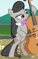 Size: 321x496 | Tagged: safe, screencap, octavia melody, earth pony, pony, g4, inspiration manifestation, background pony, bipedal, bowtie, cello, cropped, dexterous hooves, female, hoof hold, magnetic hooves, mare, musical instrument, playing instrument, solo