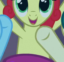 Size: 318x312 | Tagged: safe, screencap, strawberry sunrise, pegasus, pony, g4, hearth's warming eve (episode), animation error, female, mare, missing wing, solo focus, wingless