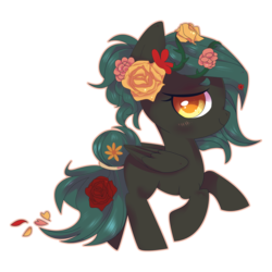 Size: 4500x4500 | Tagged: safe, artist:sorasku, oc, oc only, oc:flower child, pegasus, pony, absurd resolution, female, flower, flower in hair, mare, simple background, solo, transparent background