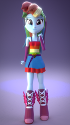 Size: 1080x1920 | Tagged: safe, artist:efk-san, rainbow dash, equestria girls, g4, 3d, blender, boots, clothes, cute, dress, fall formal outfits, female, high heel boots, skirt, solo