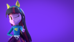 Size: 1920x1080 | Tagged: safe, artist:efk-san, twilight sparkle, equestria girls, g4, 3d, female, pony ears, simple background, solo, wallpaper, wondercolts