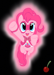 Size: 1758x2400 | Tagged: safe, artist:humite-ubie, pinkie pie, earth pony, pony, g4, black background, bowtie, crossover, female, green lantern, mask, open mouth, open smile, parody, simple background, smiling, solo, wristband