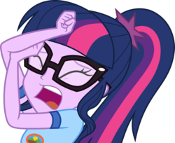 Size: 7000x5715 | Tagged: safe, artist:luckreza8, sci-twi, twilight sparkle, equestria girls, g4, my little pony equestria girls: legend of everfree, absurd resolution, big no, clothes, eyes closed, female, glasses, open mouth, screaming, simple background, solo, transparent background, vector