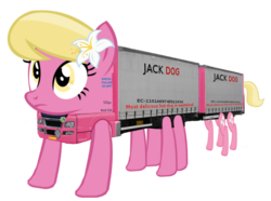 Size: 685x510 | Tagged: safe, lily, lily valley, truck pony, g4, 1000 hours in gimp, man tgx, multiple legs, multiple limbs, not salmon, simple background, tandem truck, transparent background, truck, wat, what has science done