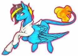 Size: 1024x743 | Tagged: safe, artist:oneiria-fylakas, oc, oc only, oc:eternal flame, pegasus, pony, clothes, hoodie, male, simple background, solo, stallion, traditional art, white background