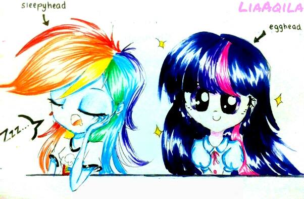 1338613 Safe Artist Liaaqila Rainbow Dash Twilight Sparkle