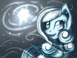 Size: 2048x1536 | Tagged: safe, artist:shkura2011, oc, oc only, oc:snowdrop, pegasus, pony, looking at something, looking up, smiling, snow, snowflake, solo