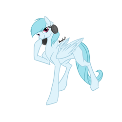 Size: 2000x2000 | Tagged: safe, artist:basykail, oc, oc only, oc:blue wave, pegasus, pony, concave belly, female, headphones, high res, mare, simple background, slender, solo, thin, transparent background