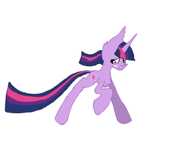 Size: 1628x1404 | Tagged: safe, artist:haillee, twilight sparkle, pony, g4, animatic, colored, cutie mark, female, looking back, running, scared, simple background, solo, teeth, wip