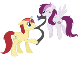 Size: 5333x4000 | Tagged: safe, artist:isegrim87, oc, oc only, oc:ace artistry, oc:happy hoax, pegasus, pony, unicorn, absurd resolution, bronies.de, clothes, scarf, simple background, transparent background