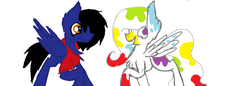 Size: 1332x460 | Tagged: safe, artist:haillee, oc, oc only, duo, friend, pastel, request, smiling, talking