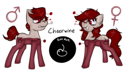 Size: 2152x1274 | Tagged: safe, artist:marsminer, oc, oc only, oc:cheerwine, food pony, original species, soda pony, cheerwine