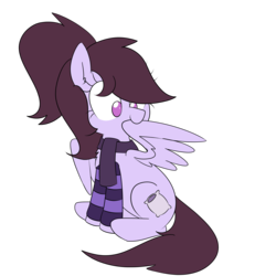 Size: 10000x10000 | Tagged: safe, artist:wafflecakes, oc, oc only, oc:pillow case, pegasus, pony, absurd resolution, arm warmers, clothes, ponytail, preening, scarf, simple background, sitting, solo, transparent background