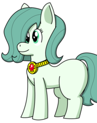 Size: 362x461 | Tagged: safe, artist:morami, edit, oc, oc only, oc:emerald jewel, earth pony, pony, colt quest, amulet, blank flank, child, color, colt, cute, femboy, foal, hair over one eye, male, redraw, smiling, solo, thunder thighs
