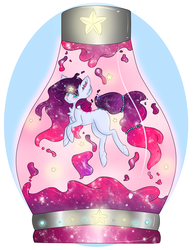 Size: 1155x1500 | Tagged: safe, artist:niniibear, oc, oc only, lava lamp pony, lava pony, pony, adoptable, blank flank, blue, blushing, chest fluff, cute, floating, fluffy, galaxy, happy, lava, lava lamp, pink, purple, solo, sparkle, sparkling, stars