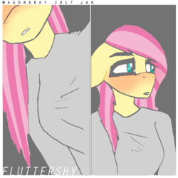Size: 513x513 | Tagged: safe, artist:itzdatag0ndray, fluttershy, anthro, g4, aesthetics, alternate hairstyle, female, long mane, long sleeves, selfie, shy, simple background, solo, square