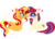 Size: 992x713 | Tagged: safe, artist:carouselunique, moondancer, sunset shimmer, pony, unicorn, g4, blushing, crack shipping, crossed hooves, female, heart, lesbian, looking at each other, prone, ship:moonset, shipping, simple background, smiling, transparent background