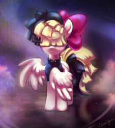 Size: 1605x1778 | Tagged: safe, artist:dawnfire, songbird serenade, pony, g4, my little pony: the movie, clothes, female, sia (singer), signature, smiling, solo