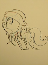 Size: 3036x4048 | Tagged: safe, artist:chaosknight, oc, oc only, pony, high res, monochrome, solo, traditional art