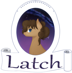 Size: 1637x1650 | Tagged: safe, artist:renathesnakecharmers, oc, oc only, oc:latch, pony, bust, female, mare, portrait, solo, text