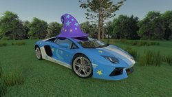 Size: 2300x1293 | Tagged: safe, artist:futuretankcrc, trixie, pony, unicorn, g4, 3d, car, female, grass, hypercar, lamborghini, lamborghini aventador, mare, sketchup, supercar, tree, trixie's hat