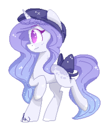 Size: 228x272 | Tagged: safe, artist:vanillashineart, oc, oc only, pony, unicorn, bow, female, mare, pixel art, simple background, solo, tail bow, transparent background