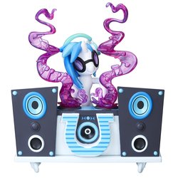 Size: 1500x1500 | Tagged: safe, dj pon-3, vinyl scratch, pony, g4, fan series, female, guardians of harmony, headphones, music notes, simple background, solo, speaker, toy, turntable, white background