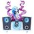 Size: 1500x1500 | Tagged: safe, dj pon-3, vinyl scratch, pony, g4, fan series, female, guardians of harmony, headphones, music notes, simple background, solo, speaker, toy, turntable, white background